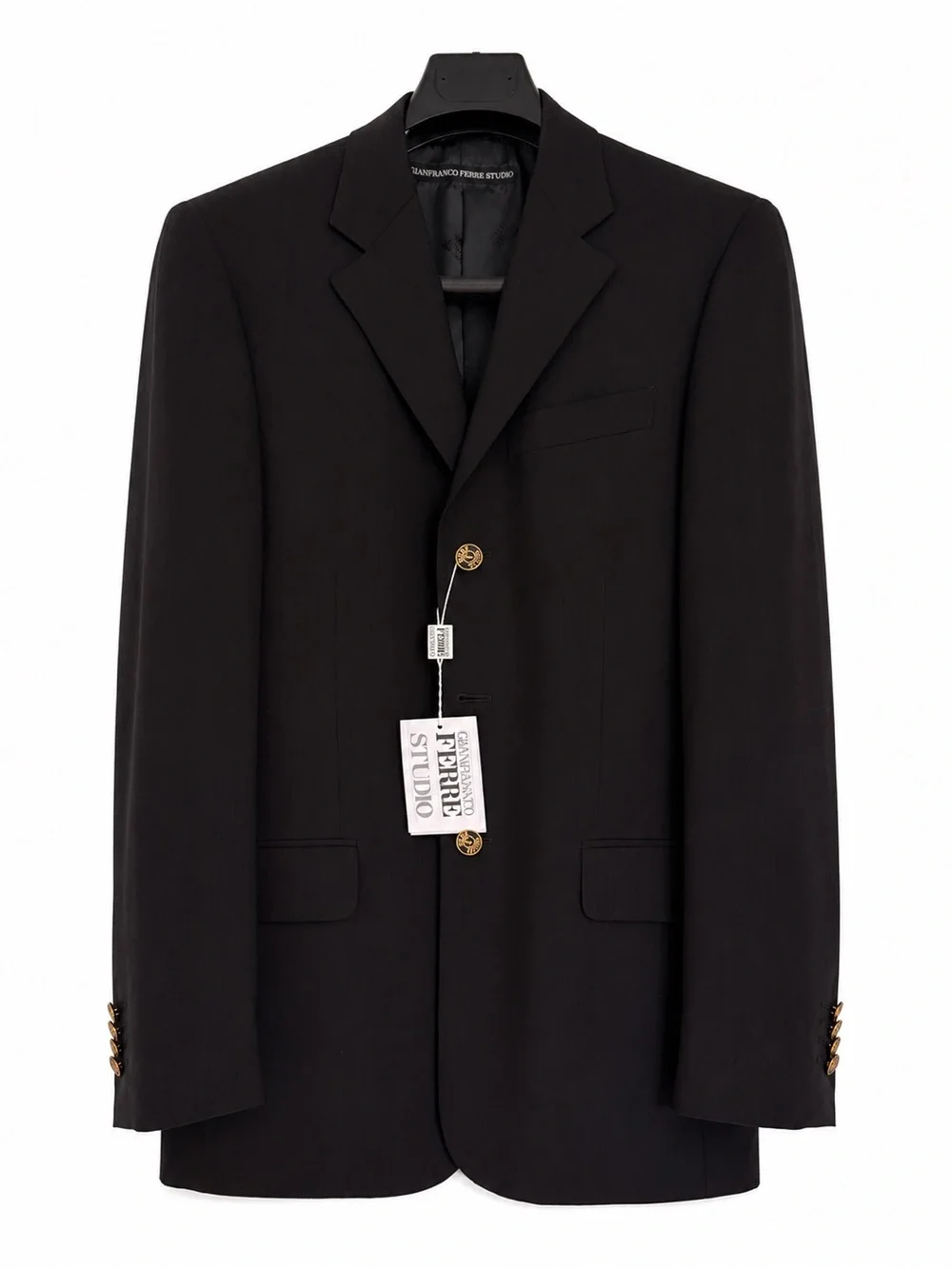 Gianfranco Ferré Black Single-Breasted Blazer with Gold Buttons